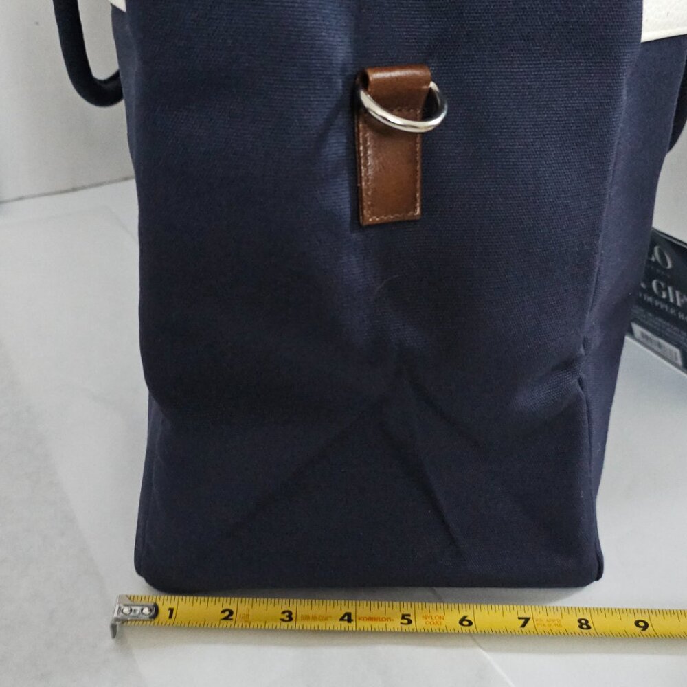 Polo Ralph Lauren Navy Canvas & Leather Trim Large Tote Travel Carryall bag - Picture 7 of 17